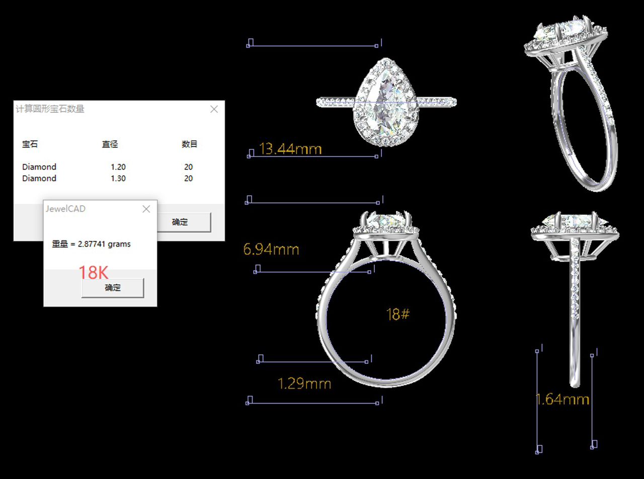 JewelCAD custom ring design schematic by Sarafina Jewelry