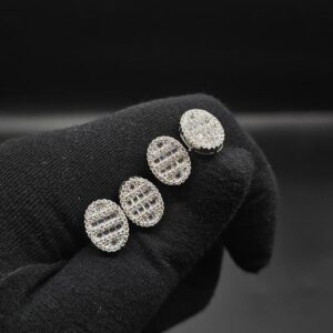 Oval 12mm Baguette VVS Moissanite Earring