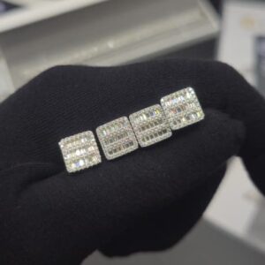 Square 10mm Baguette VVS Moissanite Earring