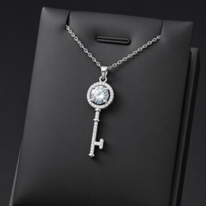 VVS Moissanite Key Pendant Necklace